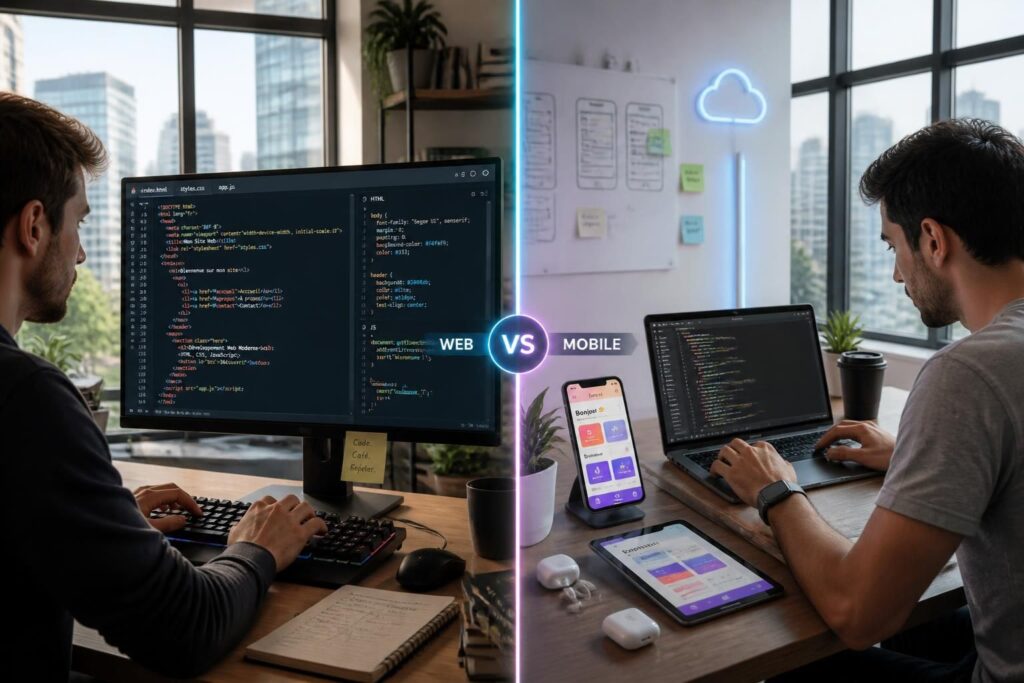 découvrez les différences entre les métiers de développeur web et mobile pour choisir la voie tech qui correspond le mieux à vos ambitions et compétences.